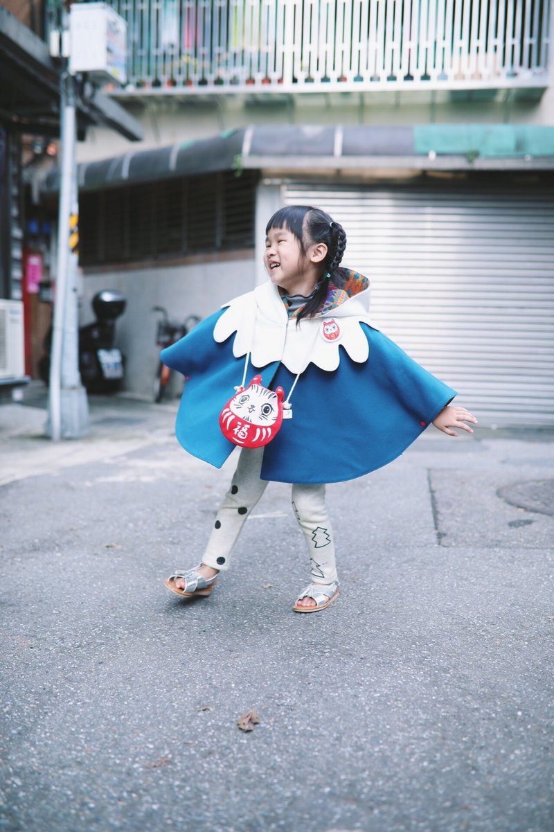 萌芽 双面穿富士山斗蓬2.0复刻版 XL - 童装外套 - 棉．麻 红色