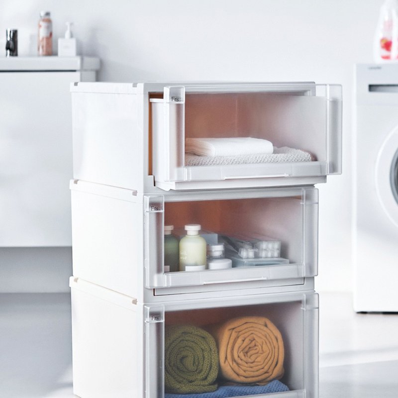 日本天马 Fits unit 45面宽单层抽屉收纳箱-高25CM-3入 - 收纳用品 - 塑料 白色