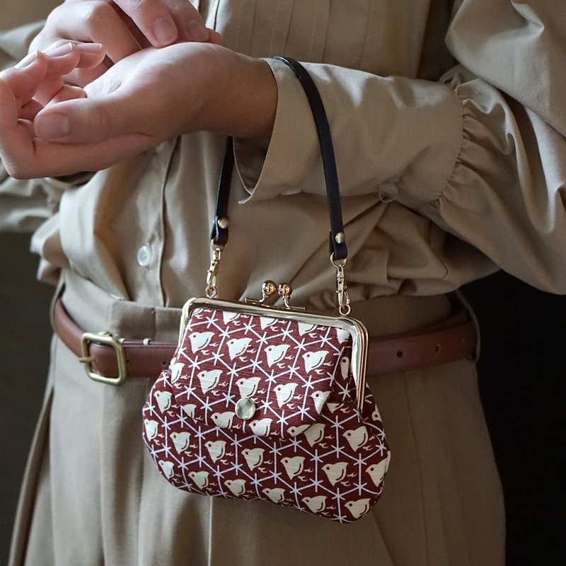 小纹雅华|风吕敷创意口袋口金包-秋风千鸟|零钱包 - 皮夹/钱包 - 棉．麻 