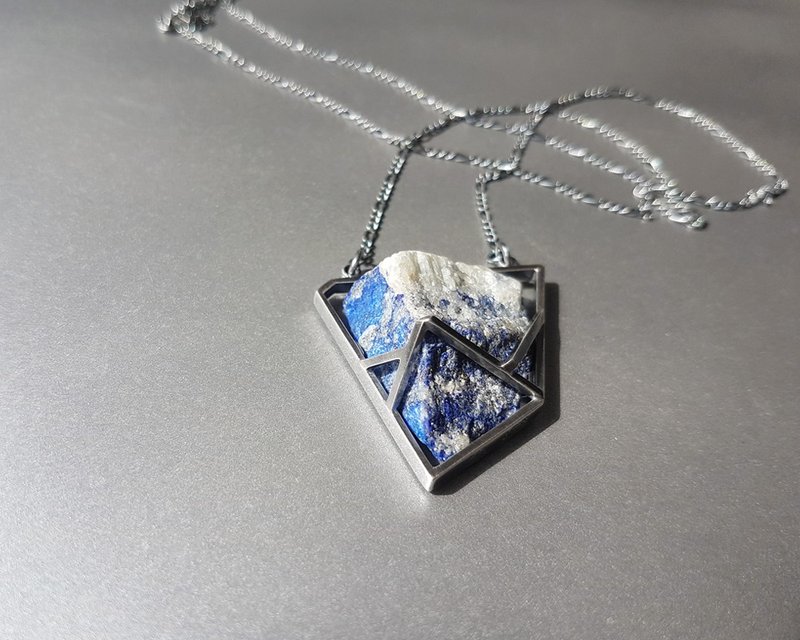 见山是山  925纯银项链 青金石  /Ag No. 112 - 项链 - 纯银 灰色