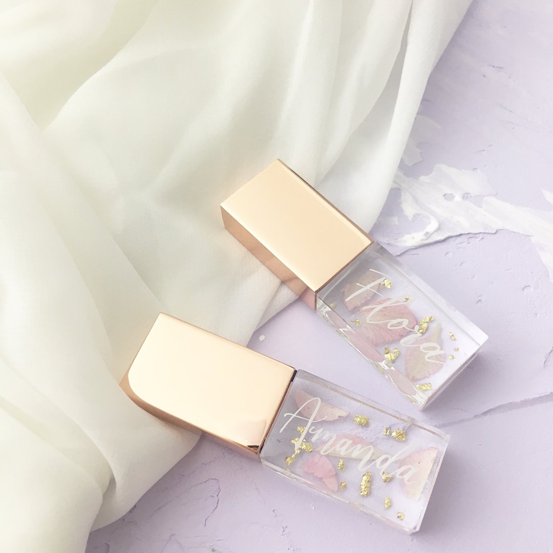 透明 花系个人化 随身碟 USB 32GB (玫瑰金) - U盘 - 其他金属 金色