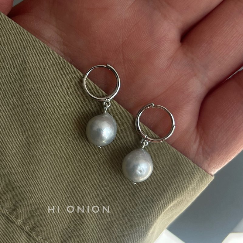 Hi Onion海子的诗 小众S925银耳扣百搭男女同款天然珍珠耳夹耳饰 - 耳环/耳夹 - 其他材质 