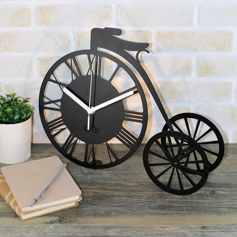 【OPUS东齐金工】童年时光-三轮车桌钟(黑)/金属座钟/罗马数字 - 时钟/闹钟 - 其他金属 黑色