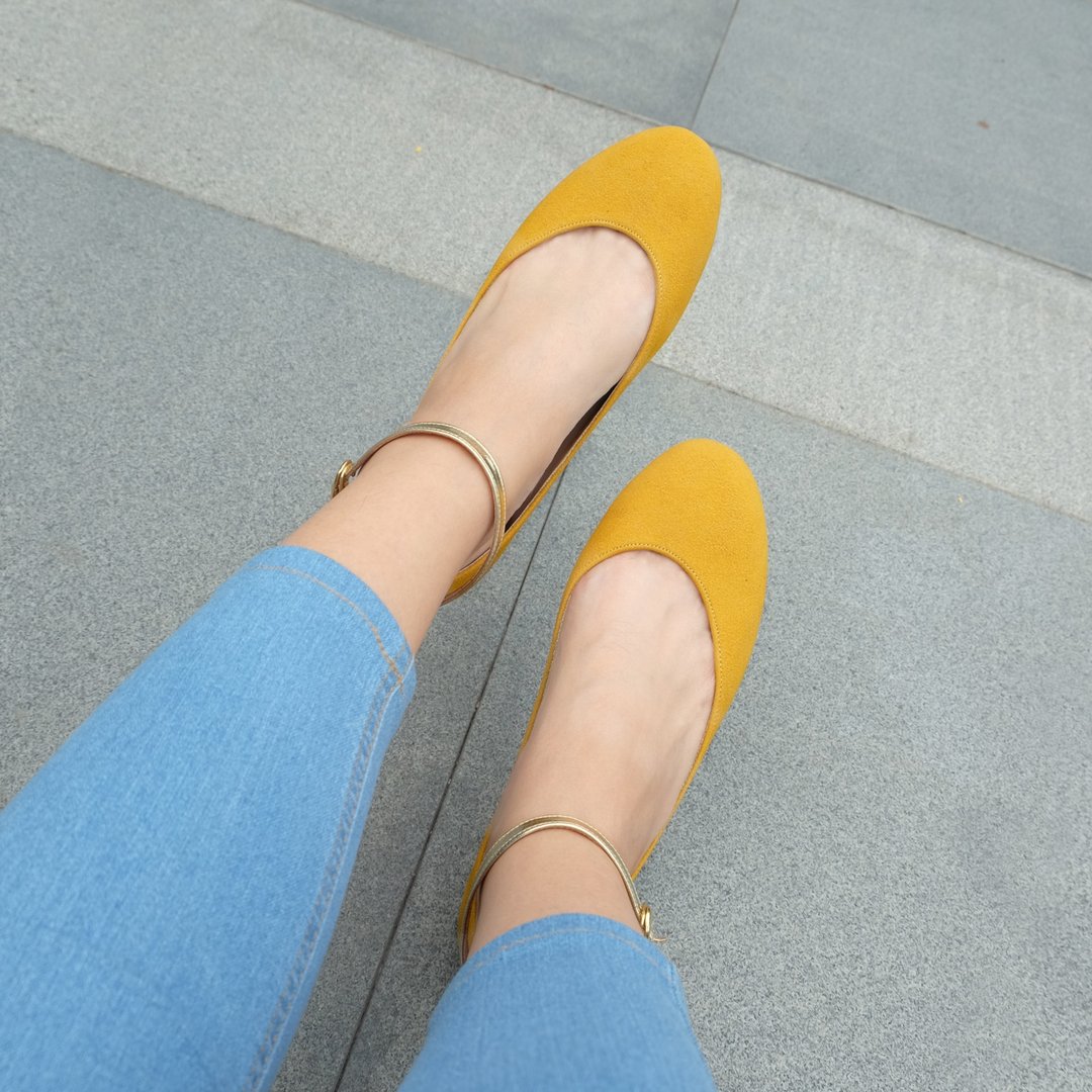 Leá Spicy Mustard (芥末黄) Flats 女伶版 | WL - 芭蕾鞋/娃娃鞋 - 真皮 黄色