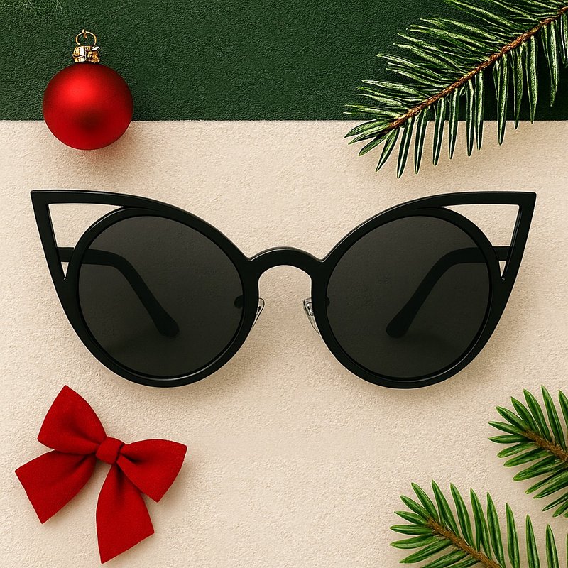 【ASLLY】CatEdge UV400 金属猫眼墨镜 Matte Black 极简冷钢感 - 墨镜 - 其他金属 黑色