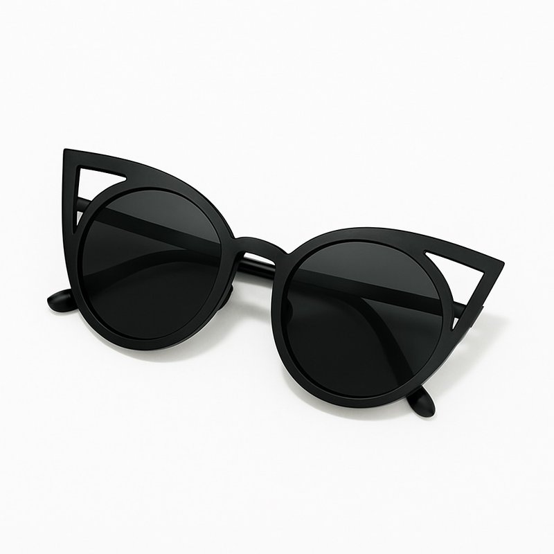 【ASLLY】CatEdge UV400 金属猫眼墨镜 Matte Black 极简冷钢感 - 眼镜/眼镜框 - 其他金属 黑色