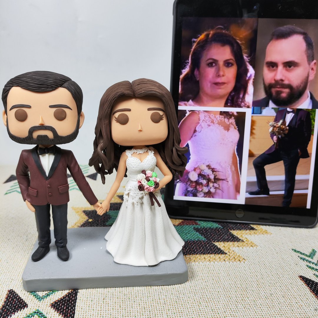 纯手工定制美国Funko Pop 自画像公仔情侣父母夫妻结婚周年礼物 - 玩偶/公仔 - 粘土 多色