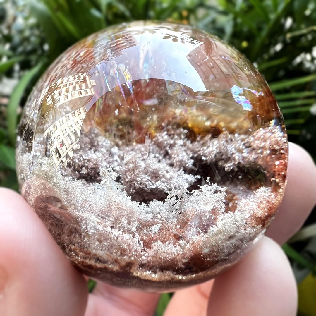 筑梦。水晶球 一图一物 摆件 疗愈 l 红紫幽灵 大彩虹 锦鲤胶花 l - 摆饰 - 水晶 多色