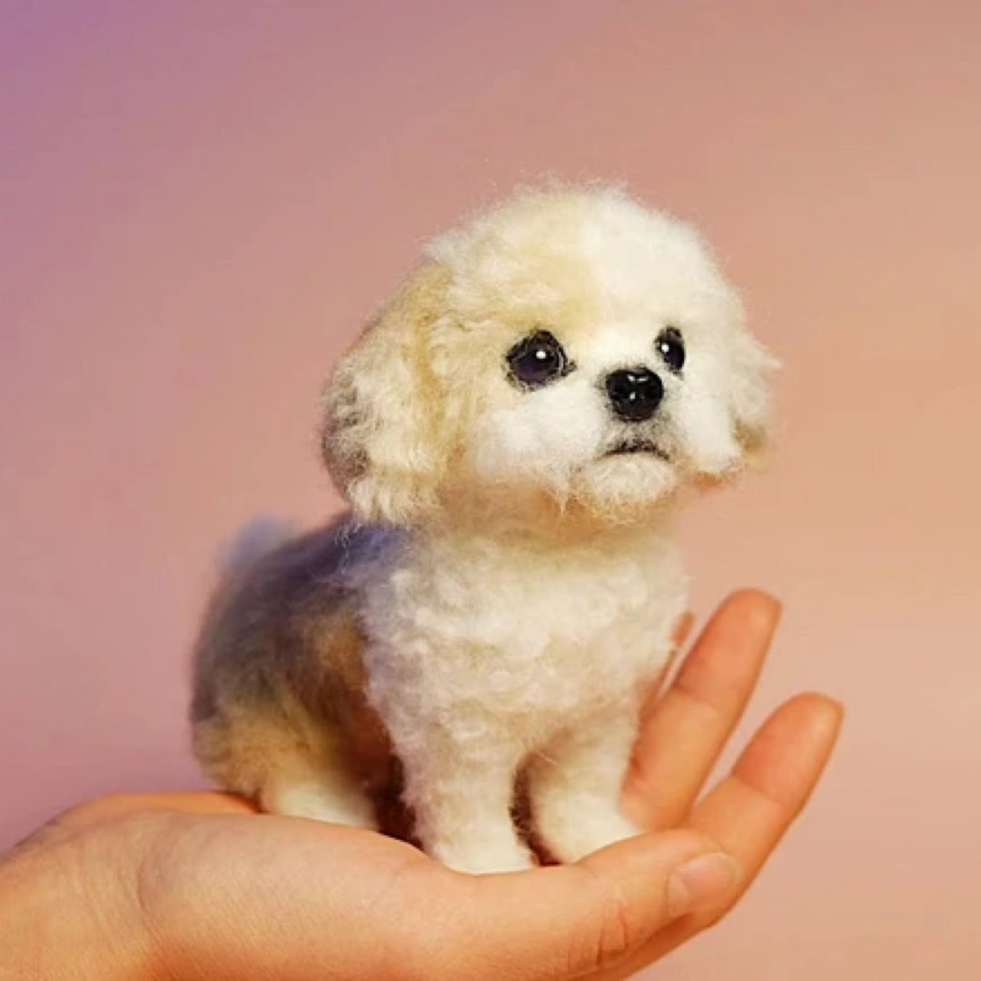 定制 逼真犬 毛孩 宠物 比熊犬 羊毛毡 娃娃 似颜绘 纪念 狗狗 c4 - 玩具 - 羊毛 多色