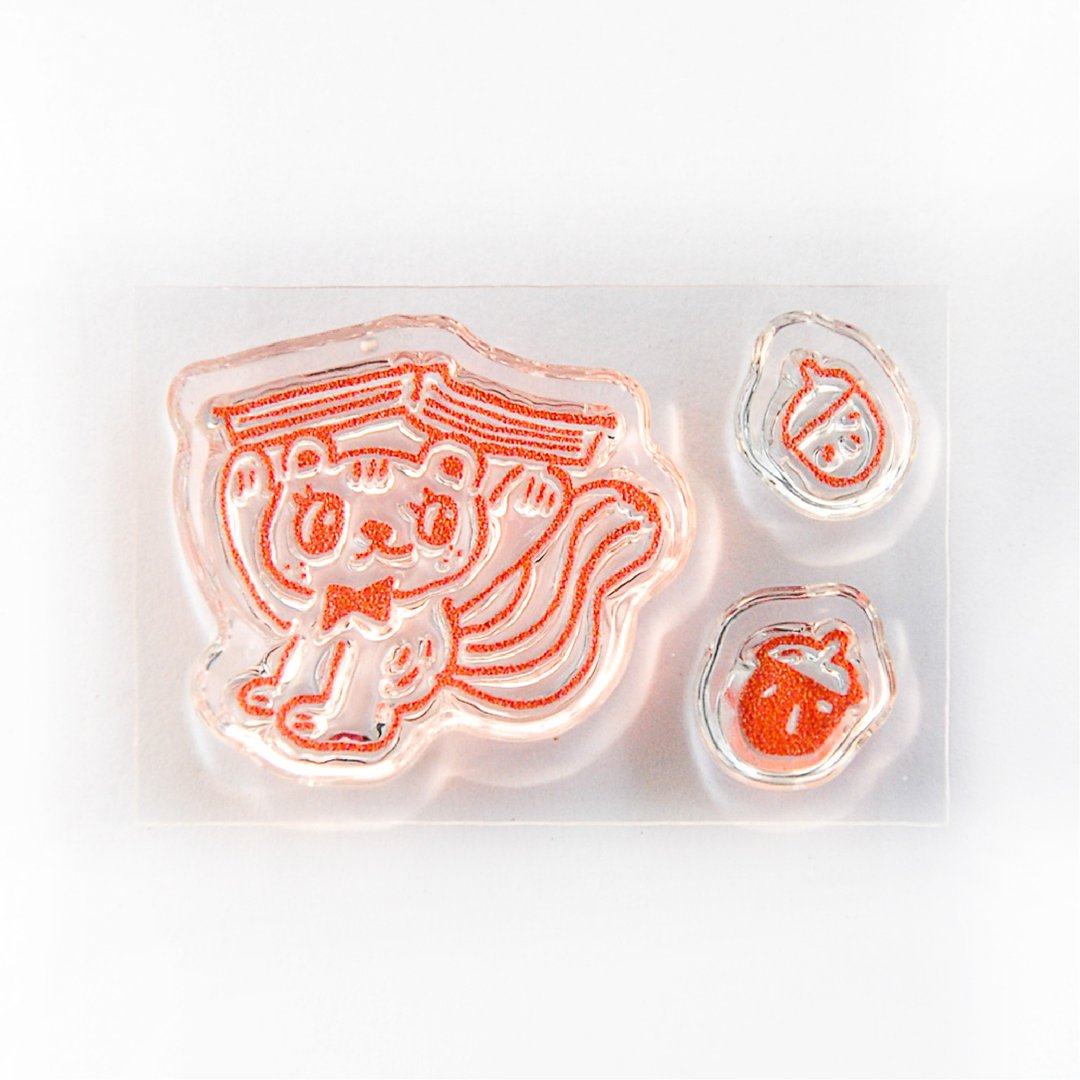 阿蕉x六街 书之森的捉迷藏水晶印章 松鼠猫2 - 印章/印台 - 塑料 透明