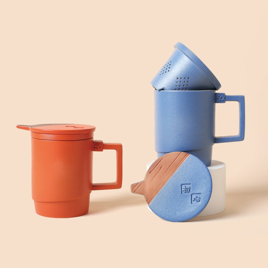 【礼物首选】陆宝 初心盖杯 350ml 办公室 泡茶杯 - 茶具/茶杯 - 陶 蓝色