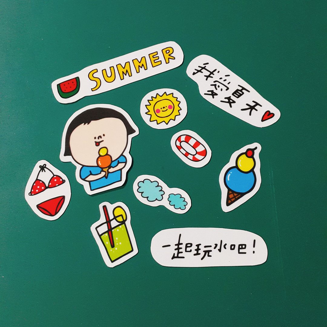 夏日好时光/贴纸包 - 贴纸 - 纸 黄色