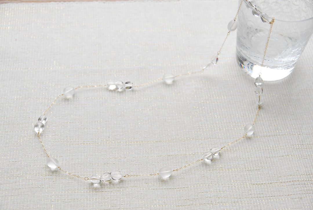Two kinds of crystal water and ice necklace 14kgf - 项链 - 水晶 透明