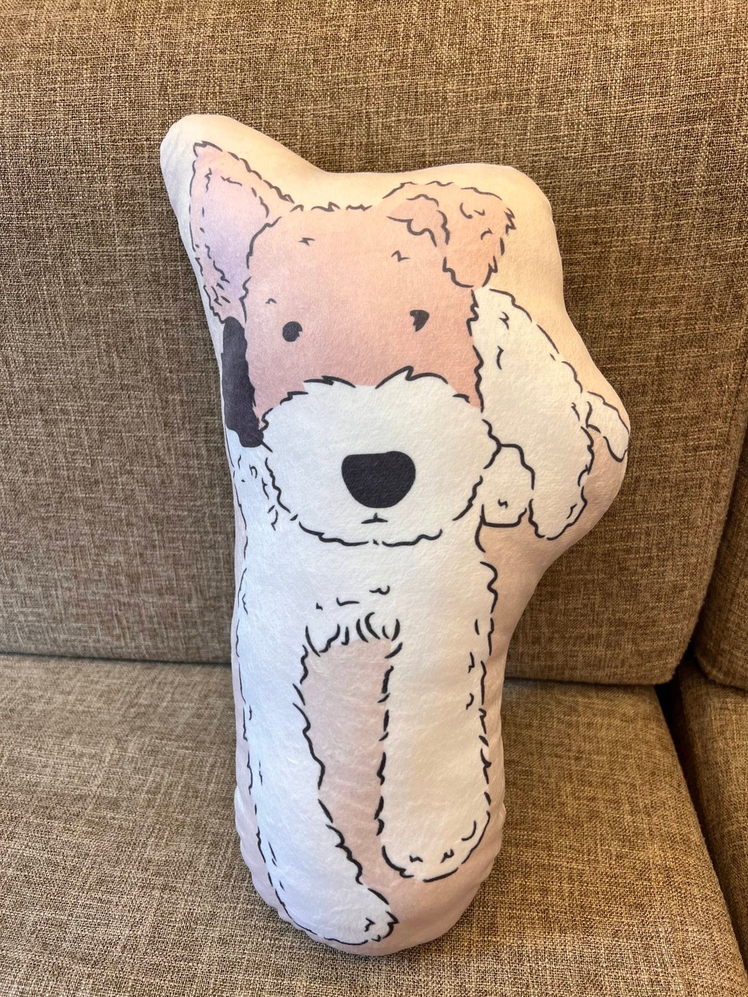 Wirefoxterrier 刚毛猎狐梗抱枕 你在叫我吗 趴下 米 - 枕头/抱枕 - 其他人造纤维 卡其色