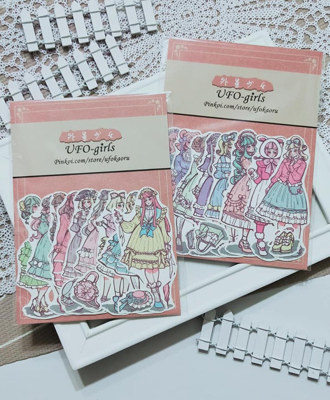 粉色萝莉塔少女 二组入 贴纸组 - 贴纸 - 纸 粉红色