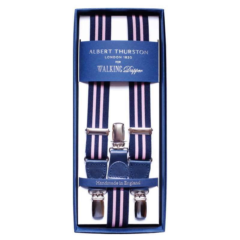 英国制造 Albert Thurston蓝配粉红吊带 绅士 学院风 suspenders - 皮带/腰带 - 真皮 蓝色