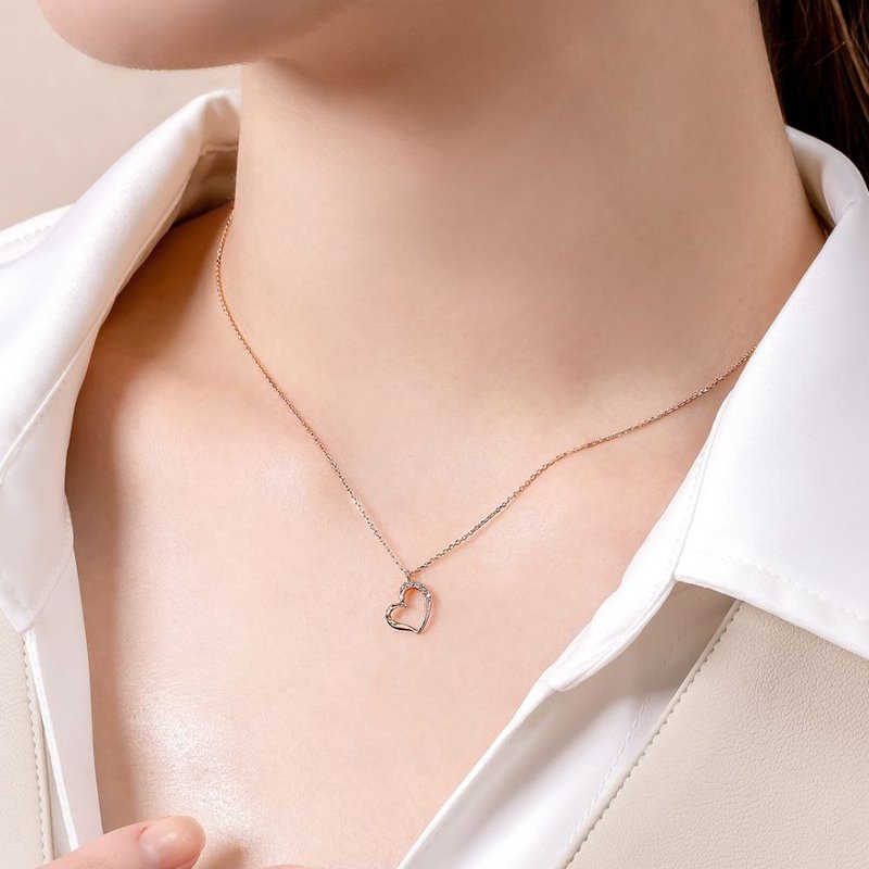 京华钻石 钻石项链 10K玫瑰金 天然钻石 共0.05克拉 轻珠宝 信心 - 项链 - 钻石 