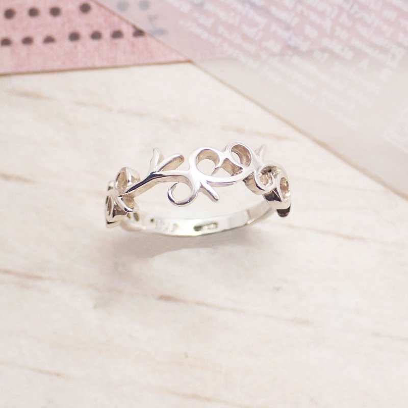 【比法一生】纯银戒指—花漾 纯银925手作饰品 - 戒指 - 银 银色