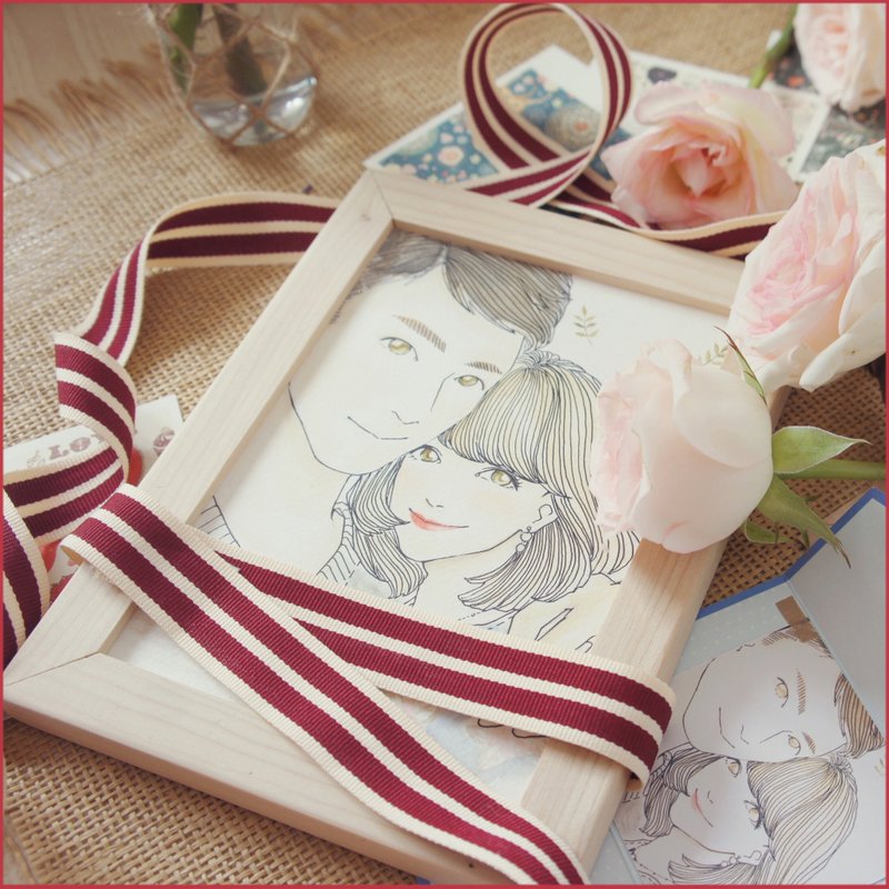 情侣绘画7寸双人勾线画风 客制礼物水彩卡通手绘 - 订制画像 - 纸 多色