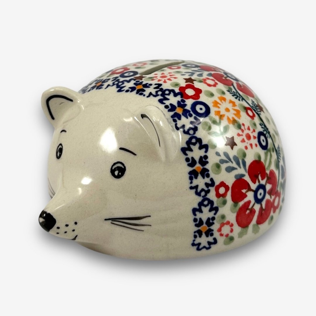 波兰手绘手工陶-刺猬存钱筒 12cm 碎花裙系列 设计师款 - 储蓄罐 - 陶 多色