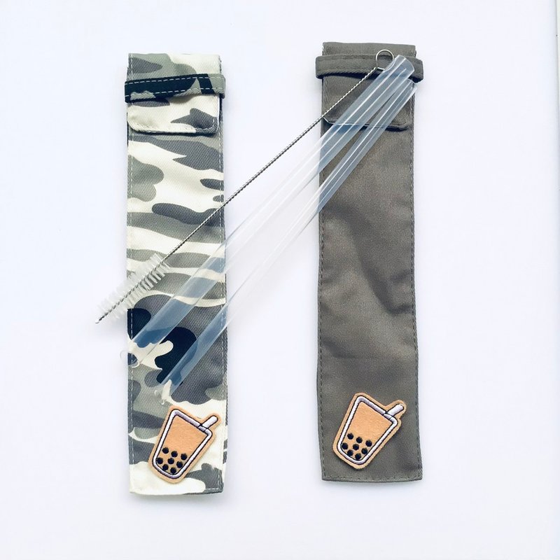 【美吉吸管 x 21.5cm】灰褐色系收纳袋+双尺寸三件组 - 环保吸管 - 其他材质 灰色