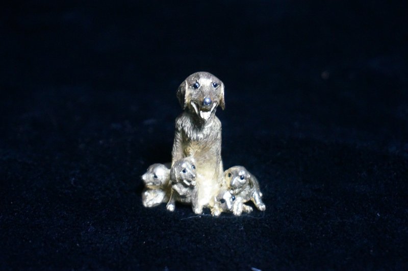 手工黄铜金毛犬小狗摆件迷你雕塑 - 摆饰 - 铜/黄铜 
