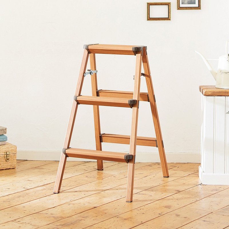日本天马 木纹家用铝合金三步梯/折叠梯 - 其他 - 其他金属 咖啡色