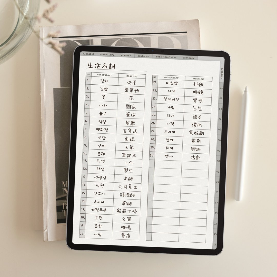 【 韩文学习 | 电子笔记本LingoBook】数位笔记/平板电子模板 - 电子手帐及素材 - 其他材质 