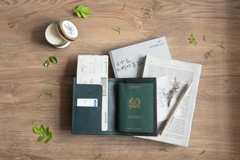 墨绿 手作牛皮护照夹丨记事本 笔记本 手帐丨出国旅行实用小物 - 护照夹/护照套 - 真皮 绿色