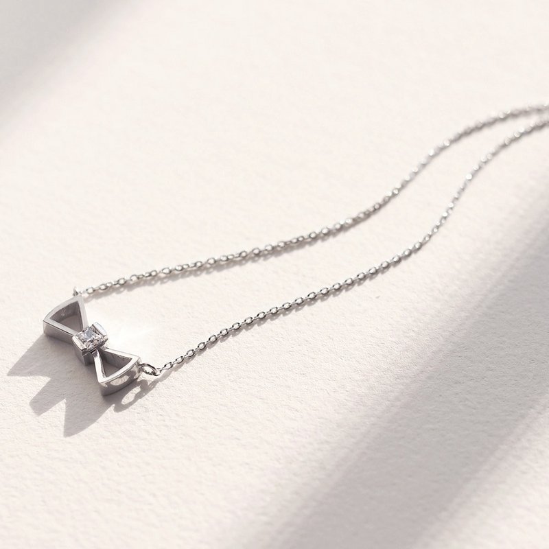 White) Ribbon Necklace Silver 925 - 项链 - 其他金属 银色