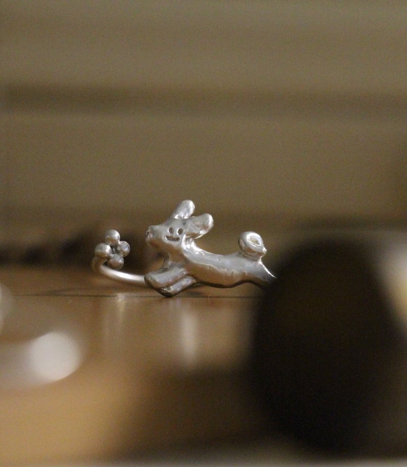 【定制】 快乐小狗戒指 - 戒指 - 纯银 银色