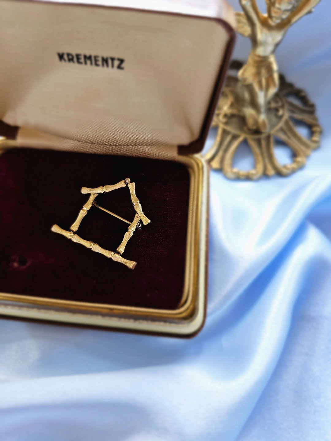 Krementz竹节房屋包金胸针/别针/复古珠宝首饰/美国西洋古董饰品 - 胸针 - 贵金属 
