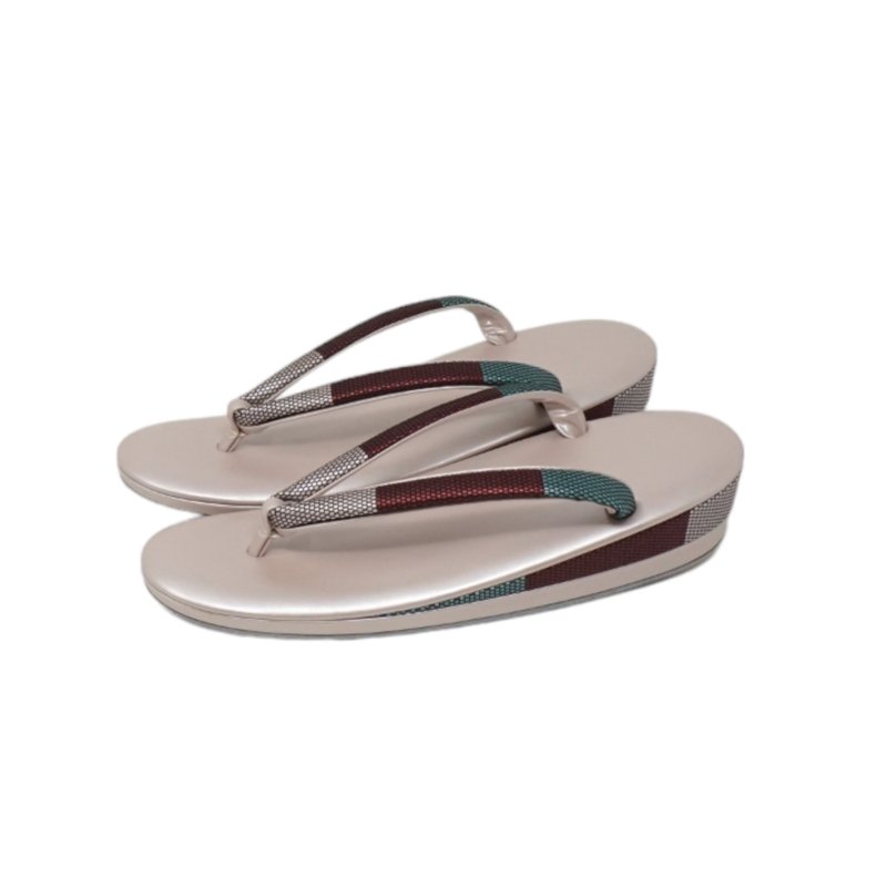 革シコロ花绪（皮革编织鼻绪）真皮草履 - 其他 - 真皮 银色