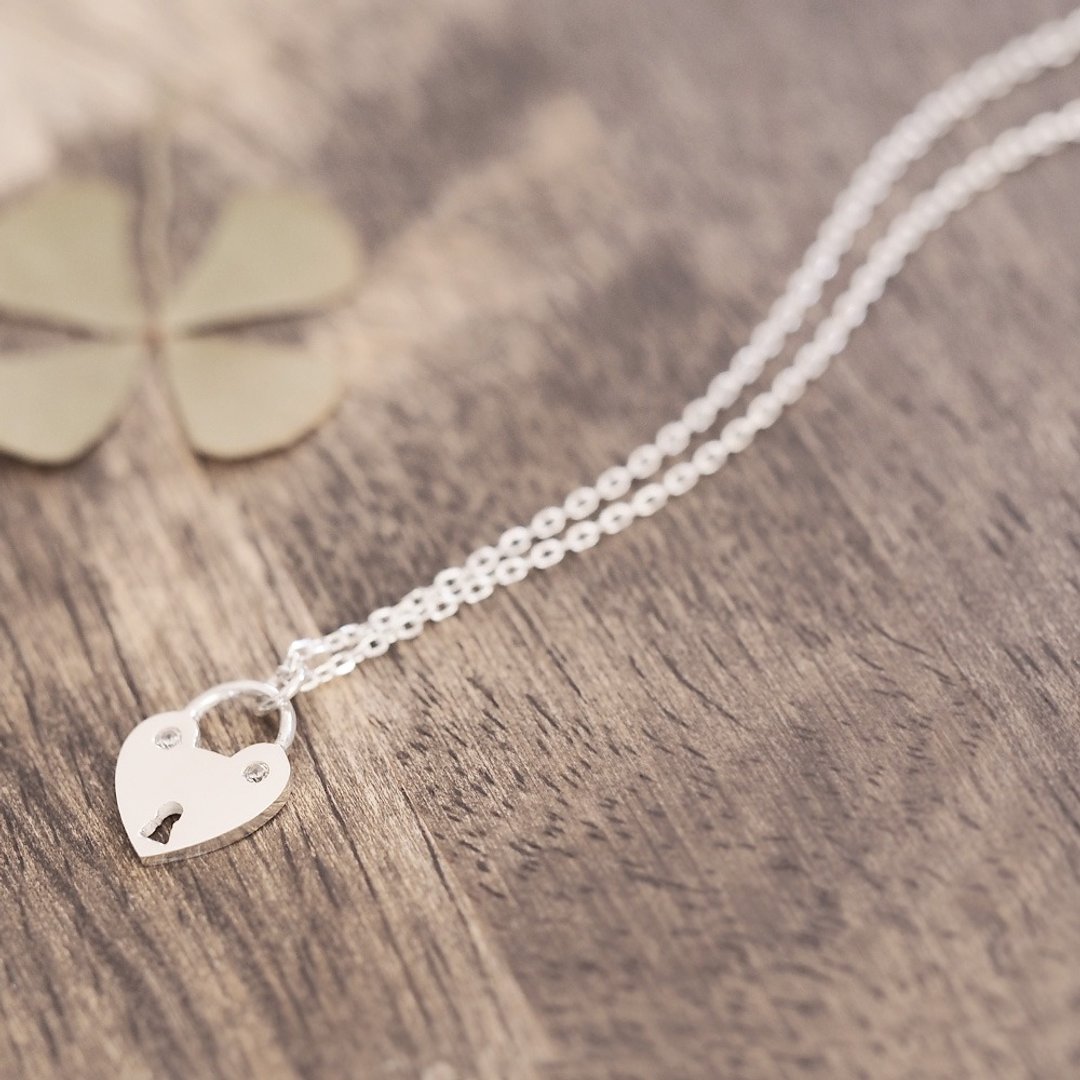 Heart Lock Necklace Silver 925 - 项链 - 其他金属 银色