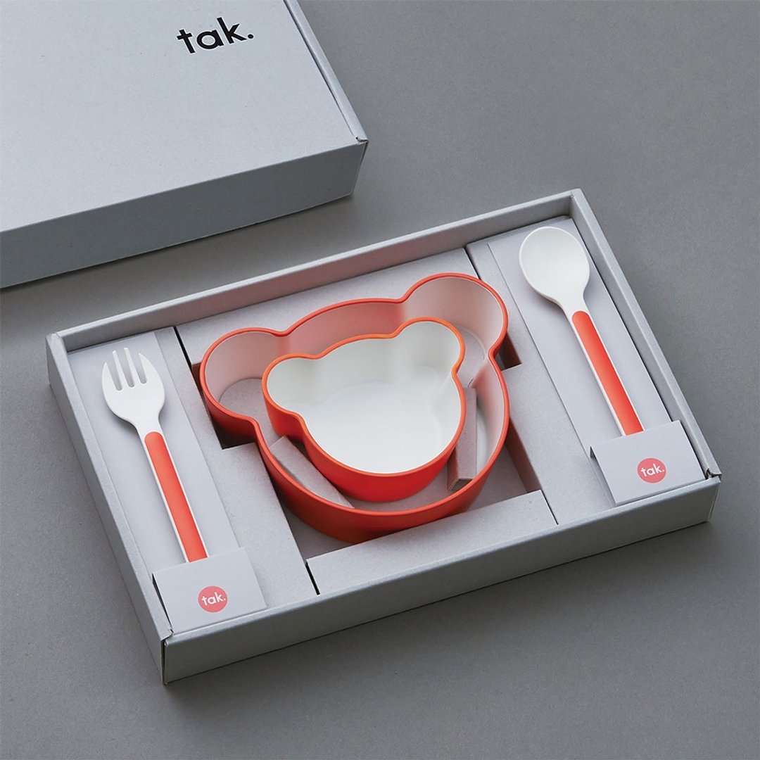 【Tak】Kids Dish小熊餐具轻量组(共四色) - 儿童餐具/餐盘 - 树脂 多色