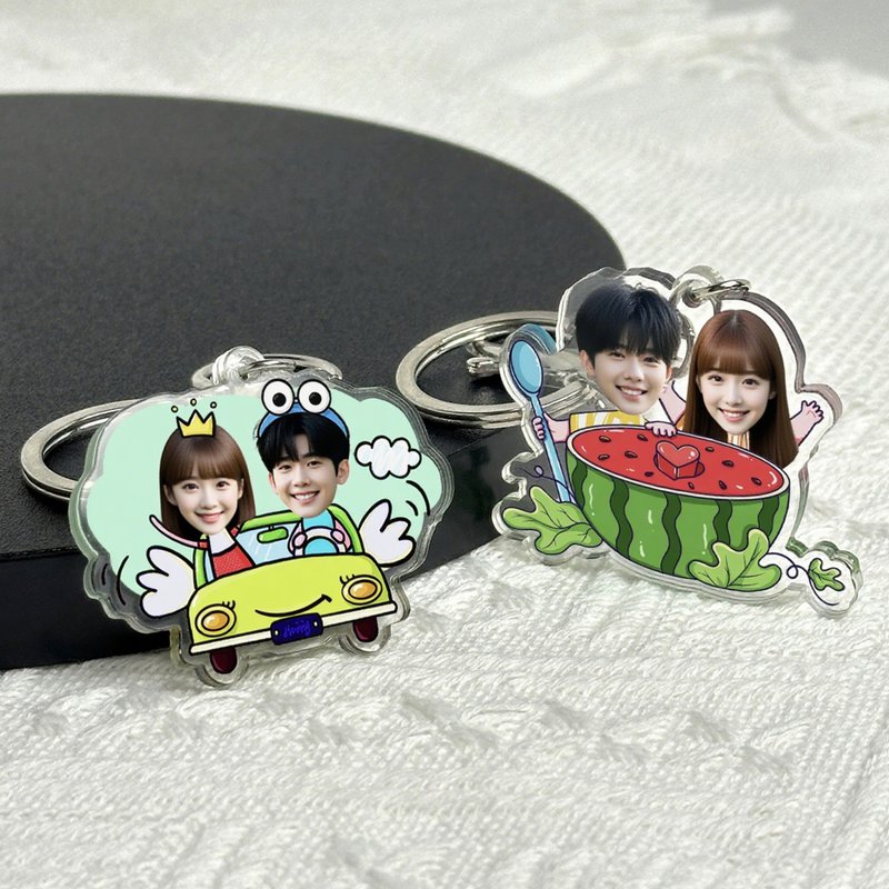 定制亚克力情侣钥匙扣挂件 情侣专属钥匙扣钥匙圈 纪念周年礼物 - 钥匙链/钥匙包 - 其他材质 多色