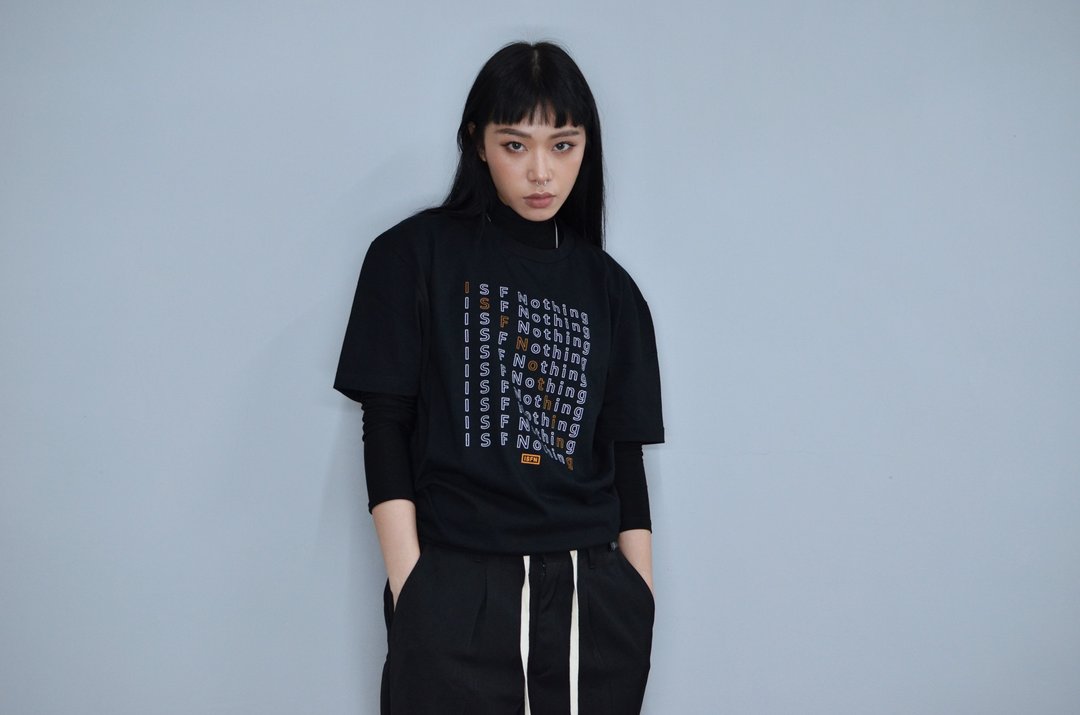 ISFN Phantom Tshirt 幻影 上衣 字母 - 中性连帽卫衣/T 恤 - 棉 黑色