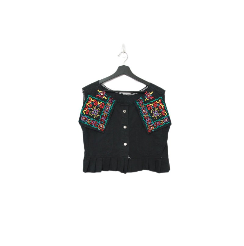 Back to Green-再制刺绣丹宁背心 彩色民族dv-46//vintage shirt - 女装背心 - 棉．麻 