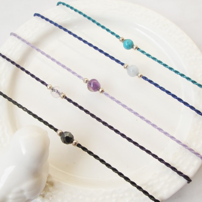 【水晶蜡绳系列】4mm水晶 3 | 正能量极细蜡绳手链 | 大员囡仔 - 手链/手环 - 宝石 多色