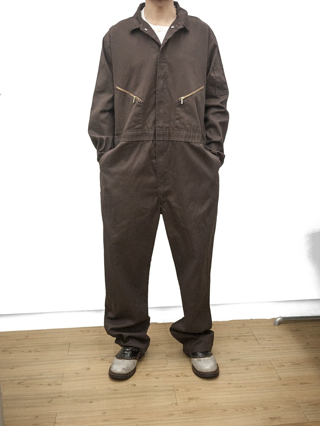 WALLS 深咖啡 美国制 连身工作 作业服 coveralls 古着 二手 四口 - 背带裤/连体裤 - 棉．麻 咖啡色