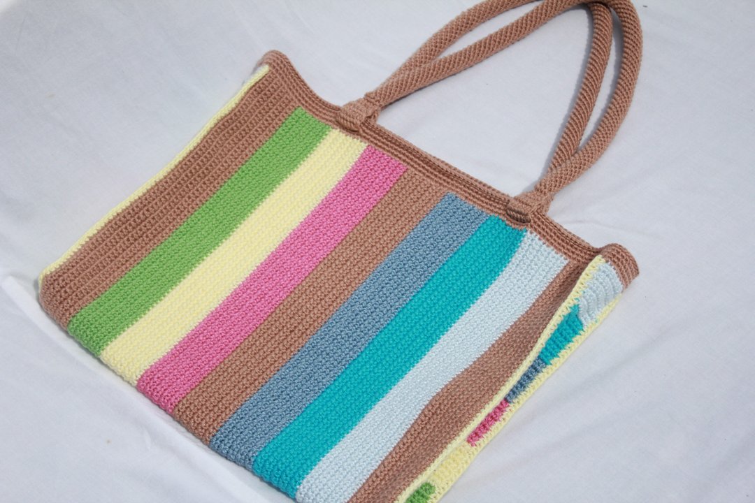 Rainbow Tote bag ,Market bag ,Crochet bag ,Shopping bag - 其他 - 其他材质 多色