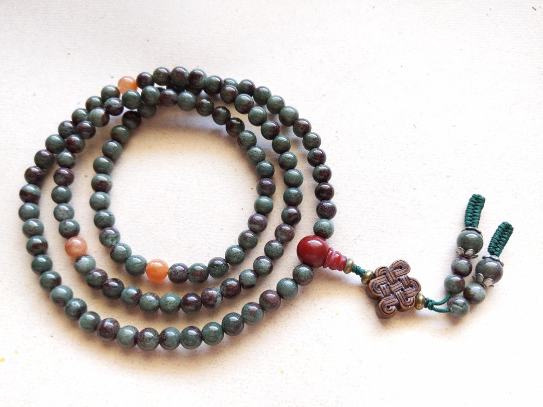 ORLI Jewelry 天然红绿幽灵108颗念珠 幽灵 天然石 - 项链 - 宝石 绿色