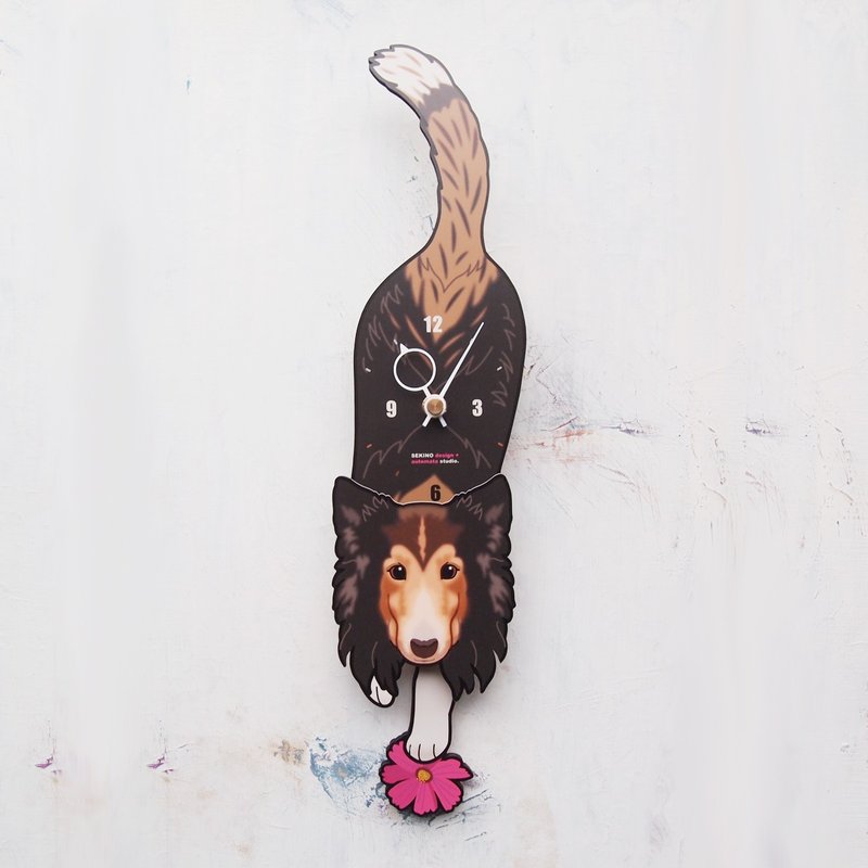 D-79 设得兰群岛牧羊犬 - 动物造型钟摆钟 - 时钟/闹钟 - 木头 