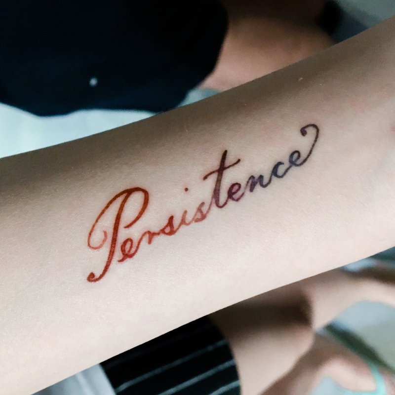 打气英文字书法正能量语录刺青纹身贴纸加油阳光快乐坚持鼓励考试 - 纹身贴 - 纸 多色