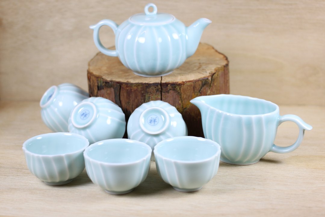 【沐春生活】青瓷 雨过天青曲纹茶具组 莺歌名家叶敏祥作品 - 茶具/茶杯 - 瓷 