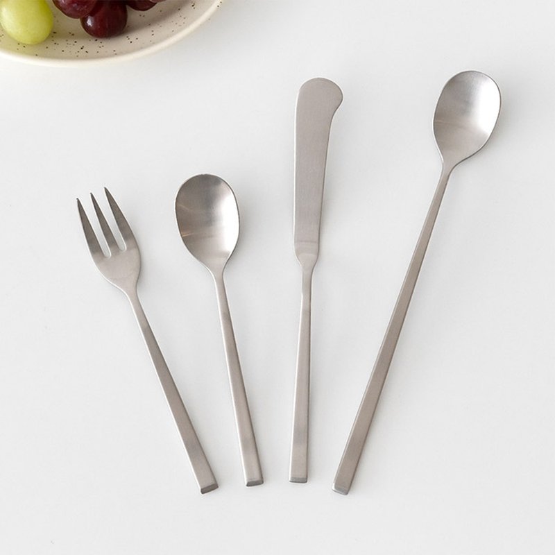 韩国304不锈钢甜点餐具组-星光银 汤匙 / 奶油刀 / 叉子 / 长匙 - 餐刀/叉/匙组合 - 不锈钢 