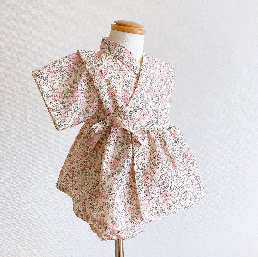 Flouncy Jinbei (蓬蓬甚平)  Liberty  Felicite Ripple Cotton - 童装礼服/连衣裙 - 棉 粉红色