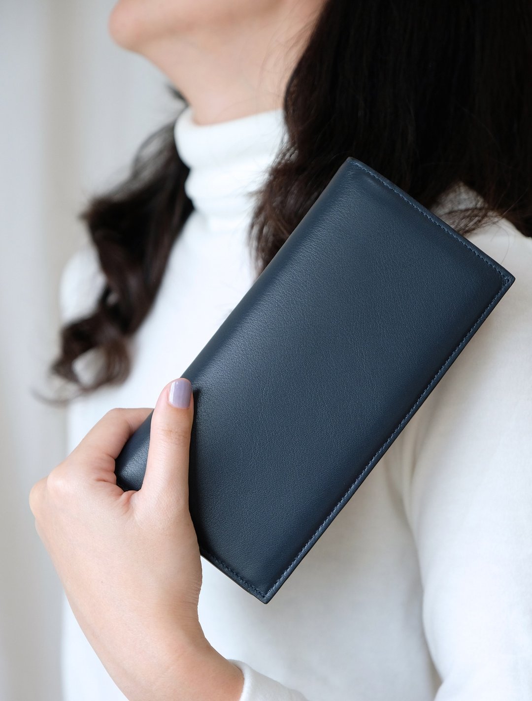 Adel Long wallet (Navy Blue) - 皮夹/钱包 - 真皮 蓝色