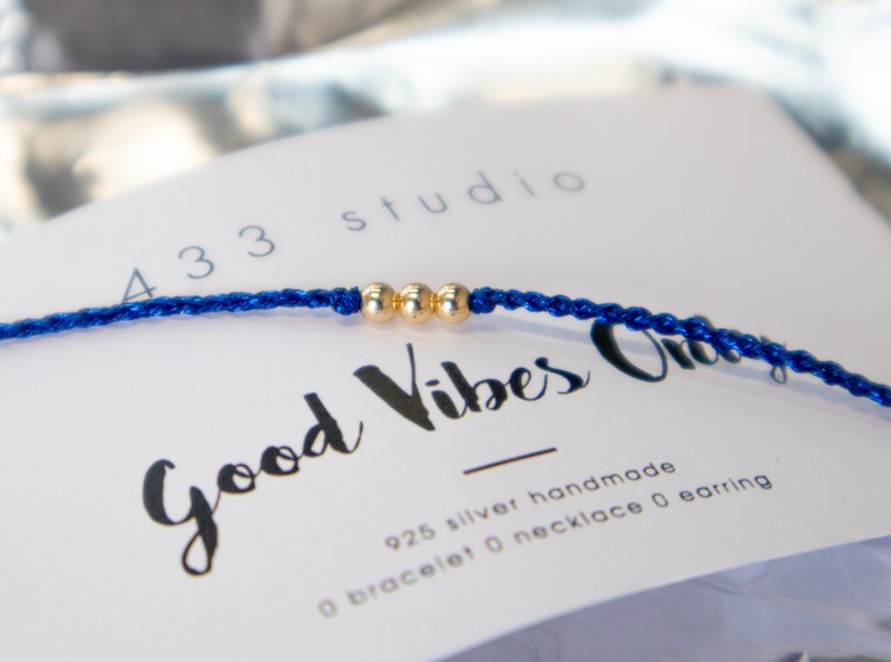 【转运来】925纯银 幸运小金豆 手工编织- 幸运手环  BLUE - 手链/手环 - 纯银 蓝色