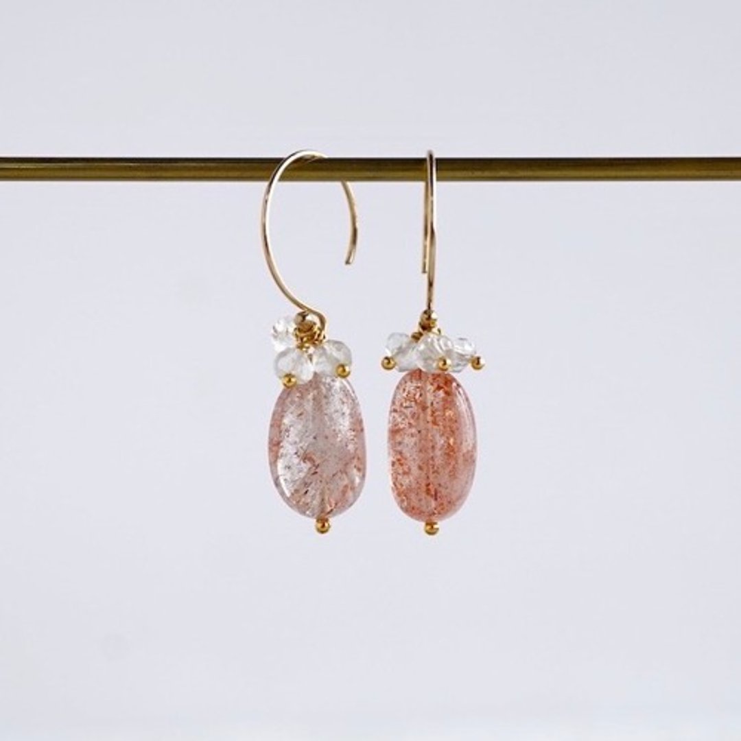 Sunstone earrings [OP803] - 耳环/耳夹 - 宝石 